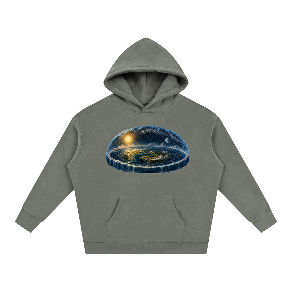 Flat Earth Oversize Fleeced Hoodie
