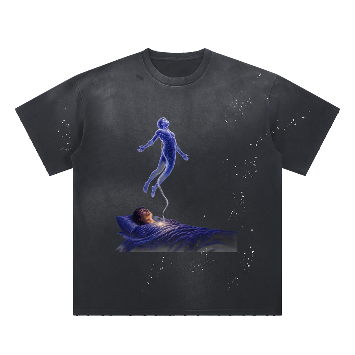 Astral Project Hand-Frayed Sunfade Paint Splatter T-Shirt