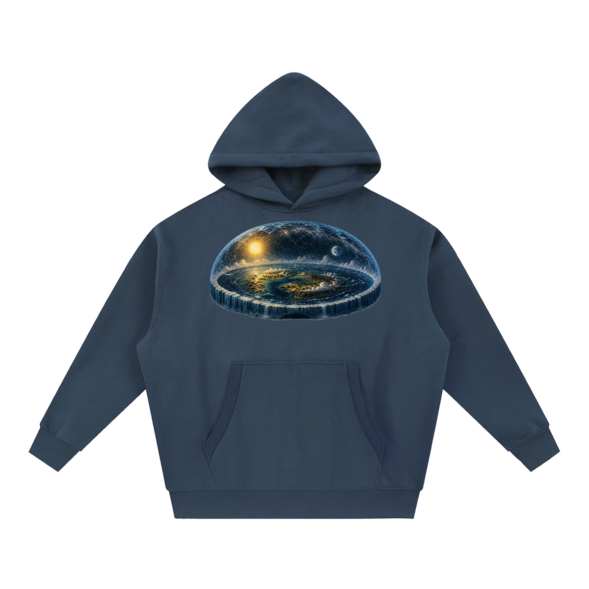Flat Earth Essential Oversized Boxy Fit Fleece Hoodie