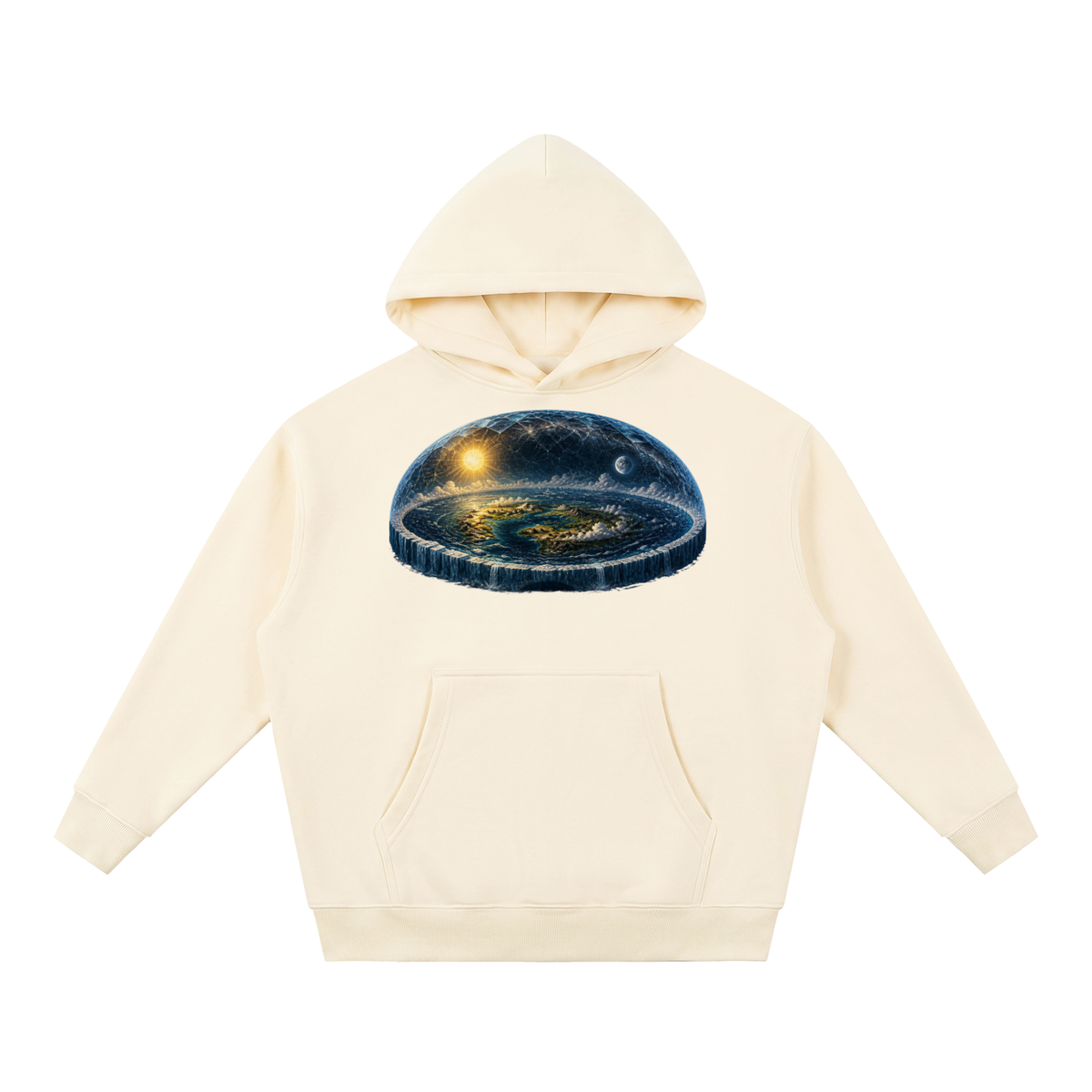 Flat Earth Essential Oversized Boxy Fit Fleece Hoodie