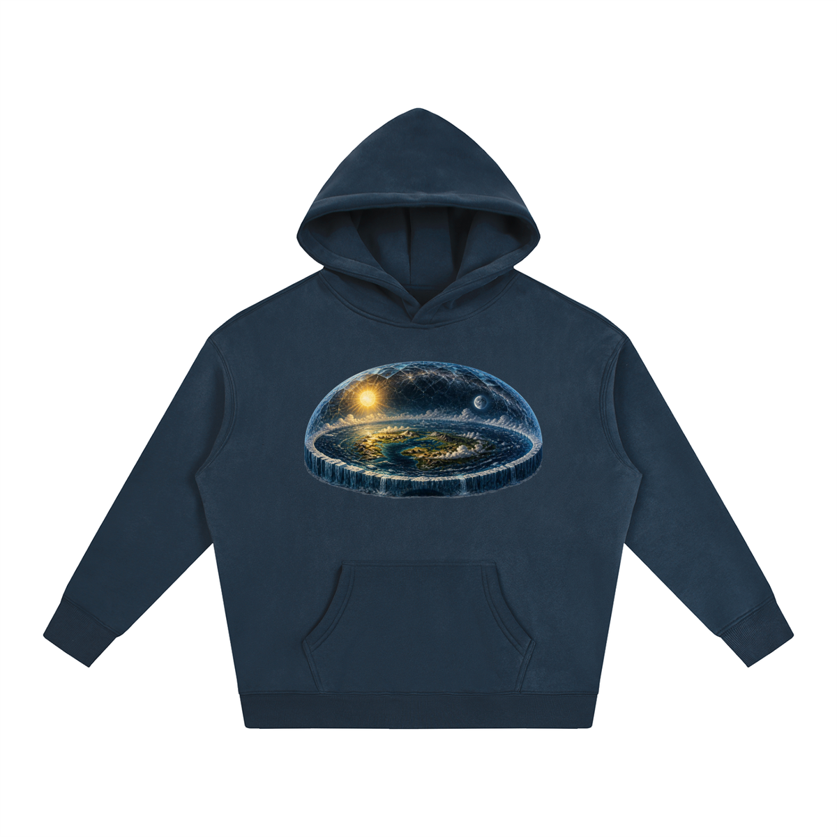 Flat Earth Oversize Fleeced Hoodie
