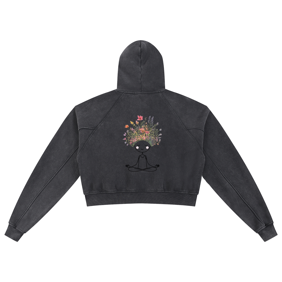 Meditate to Elevate Snow Washed Cropped Hoodie
