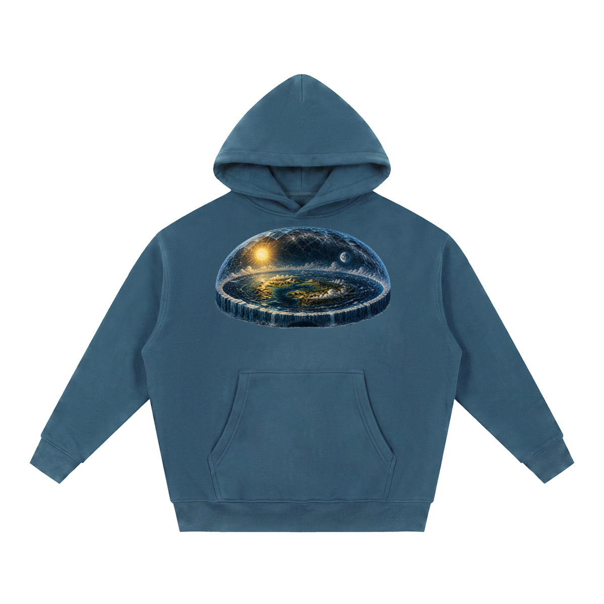 Flat Earth Essential Oversized Boxy Fit Fleece Hoodie