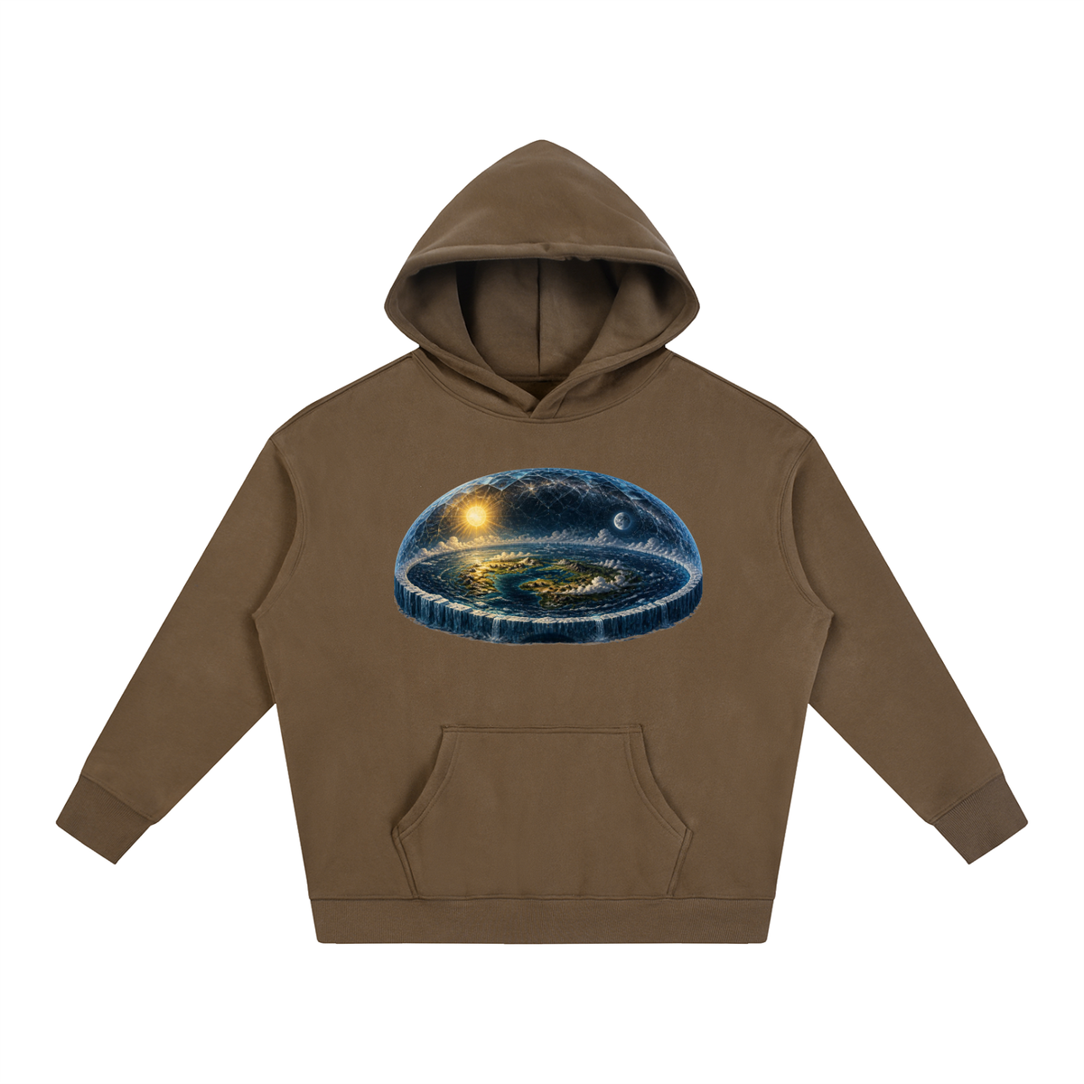 Flat Earth Oversize Fleeced Hoodie