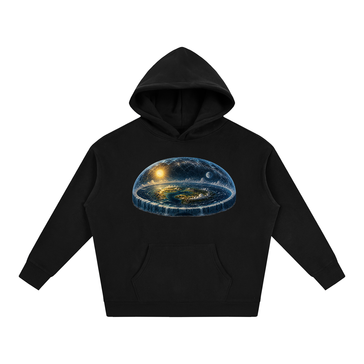 Flat Earth Oversize Fleeced Hoodie
