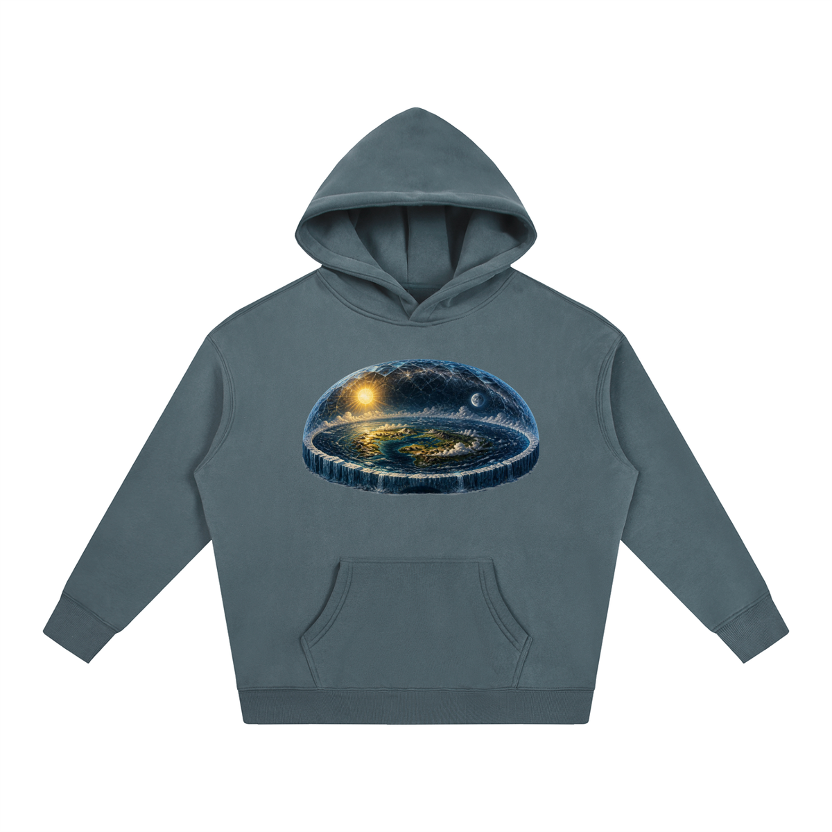 Flat Earth Oversize Fleeced Hoodie