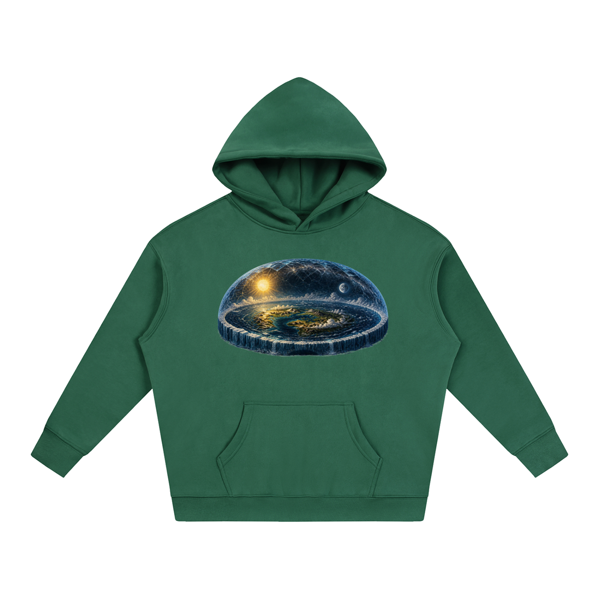 Flat Earth Oversize Fleeced Hoodie