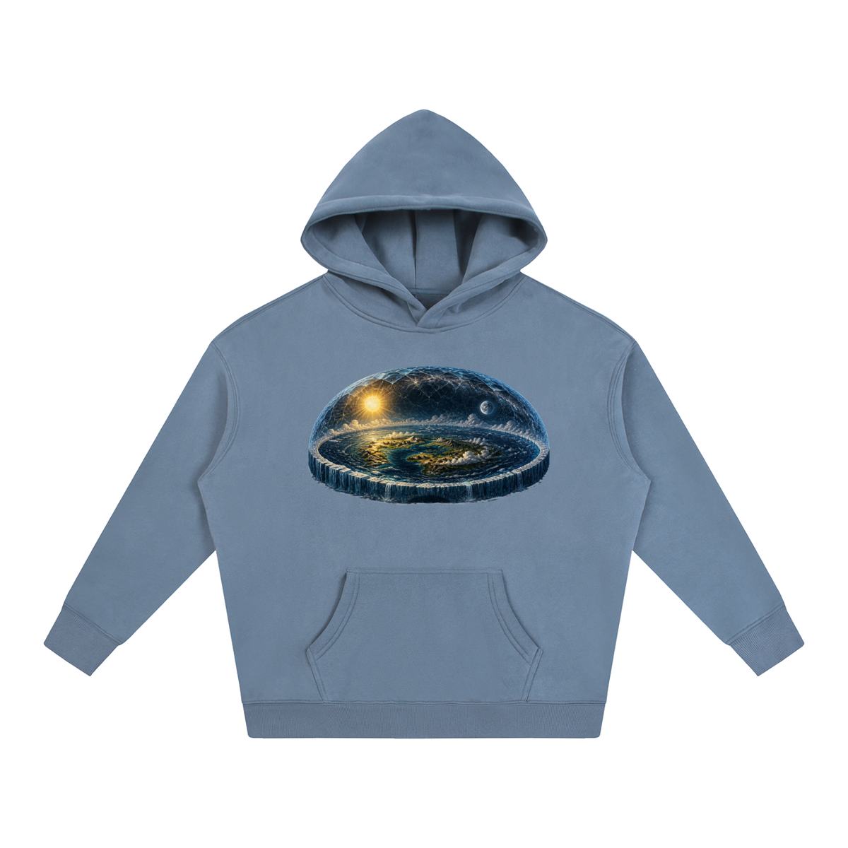 Flat Earth Oversize Fleeced Hoodie