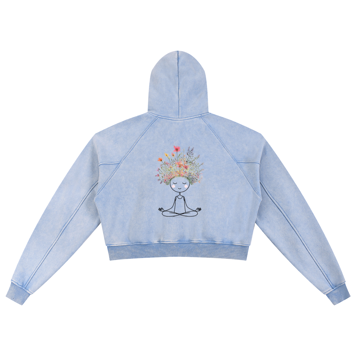 Meditate to Elevate Snow Washed Cropped Hoodie