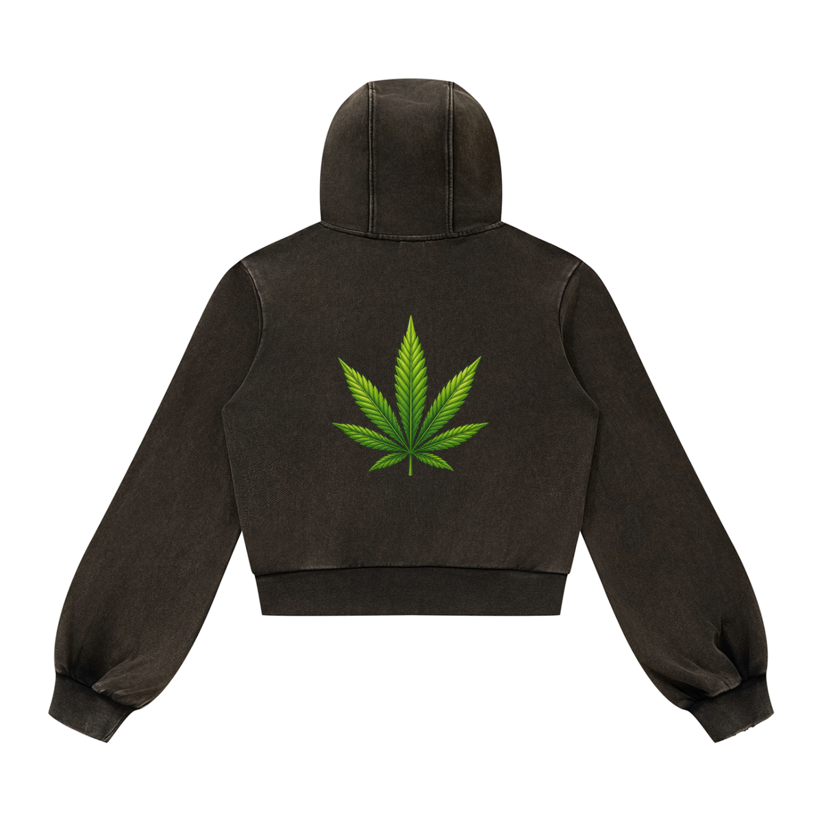 Pot Leaf Women’s Vintage Wash Full Zip Hoodie