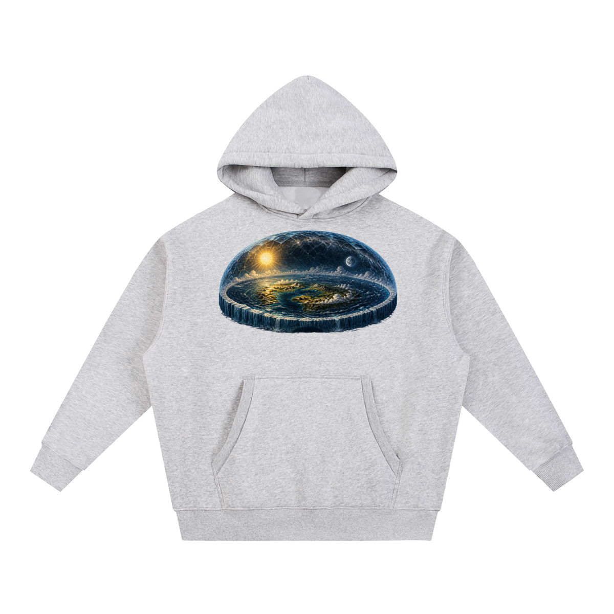 Flat Earth Essential Oversized Boxy Fit Fleece Hoodie