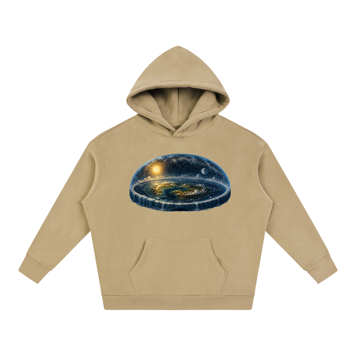 Flat Earth Oversize Fleeced Hoodie