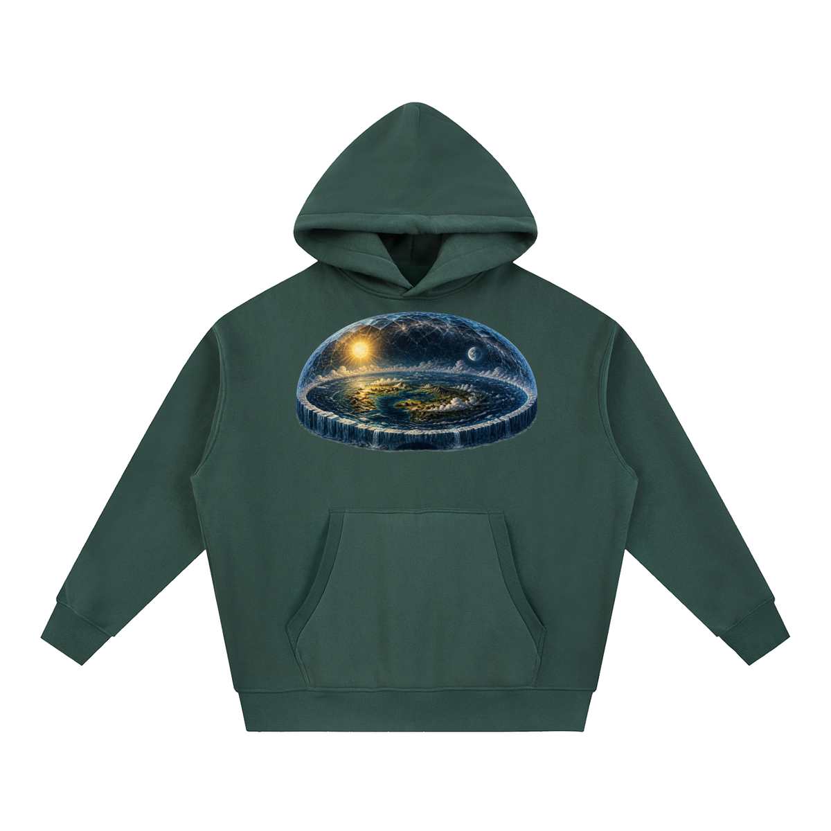 Flat Earth Essential Oversized Boxy Fit Fleece Hoodie