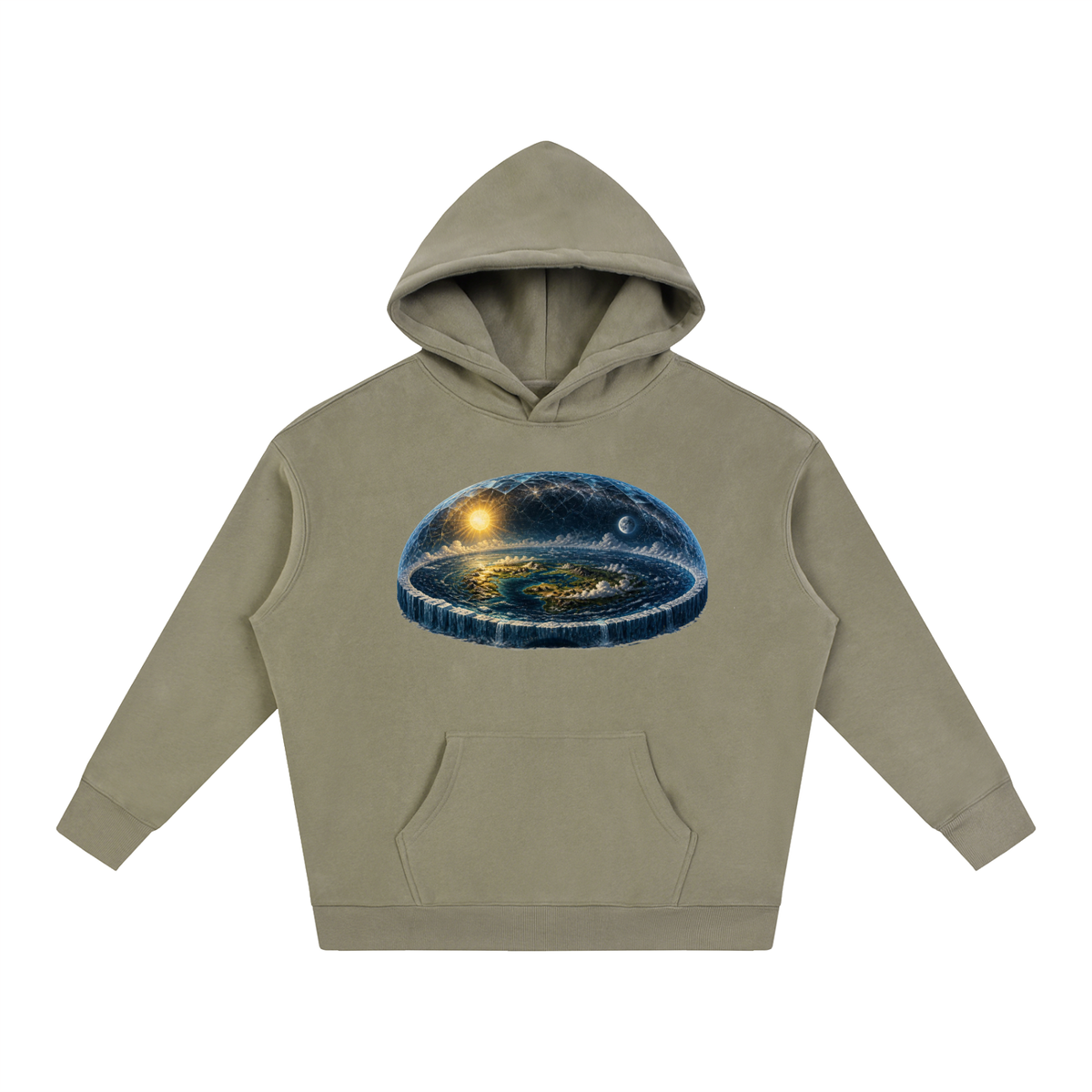 Flat Earth Oversize Fleeced Hoodie