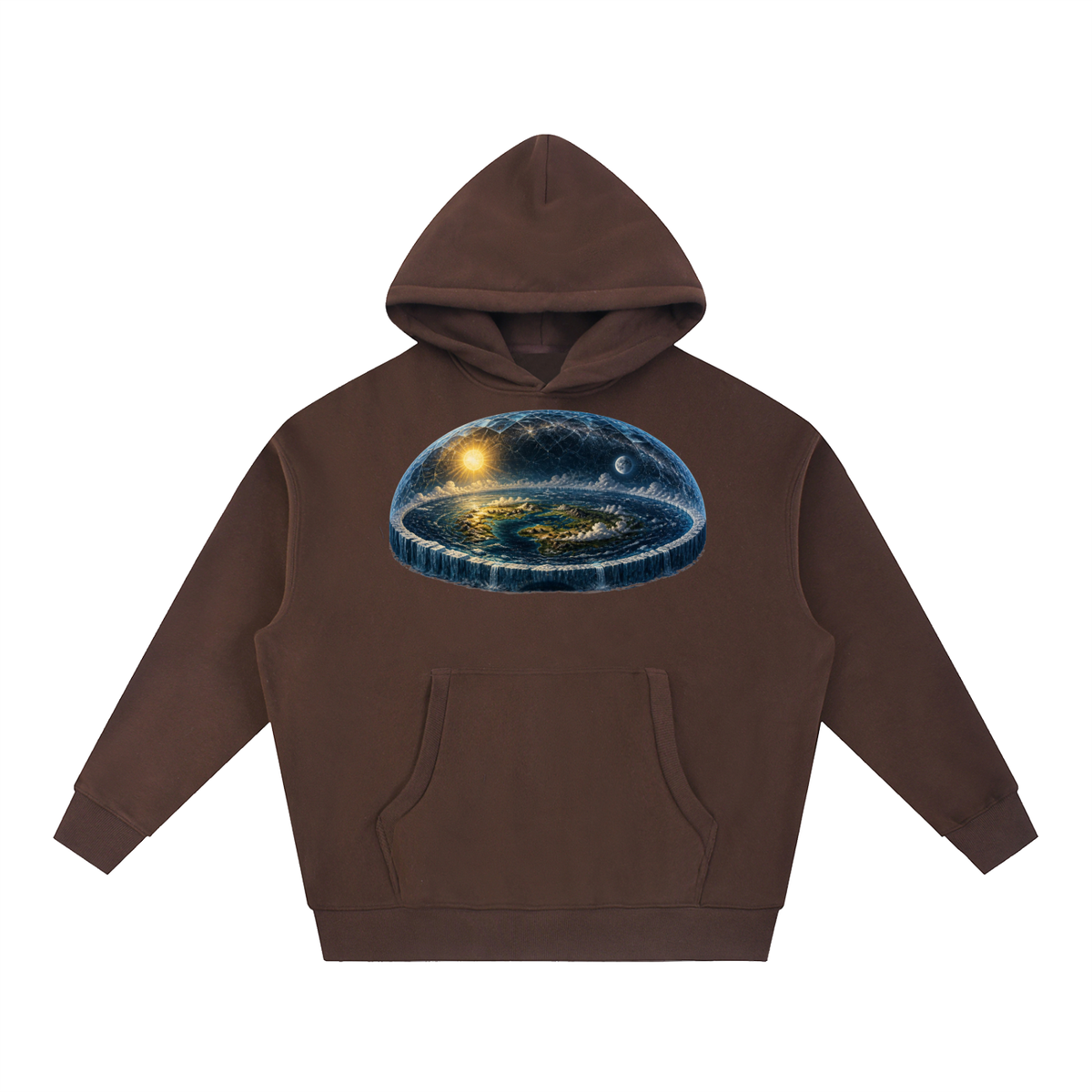 Flat Earth Essential Oversized Boxy Fit Fleece Hoodie