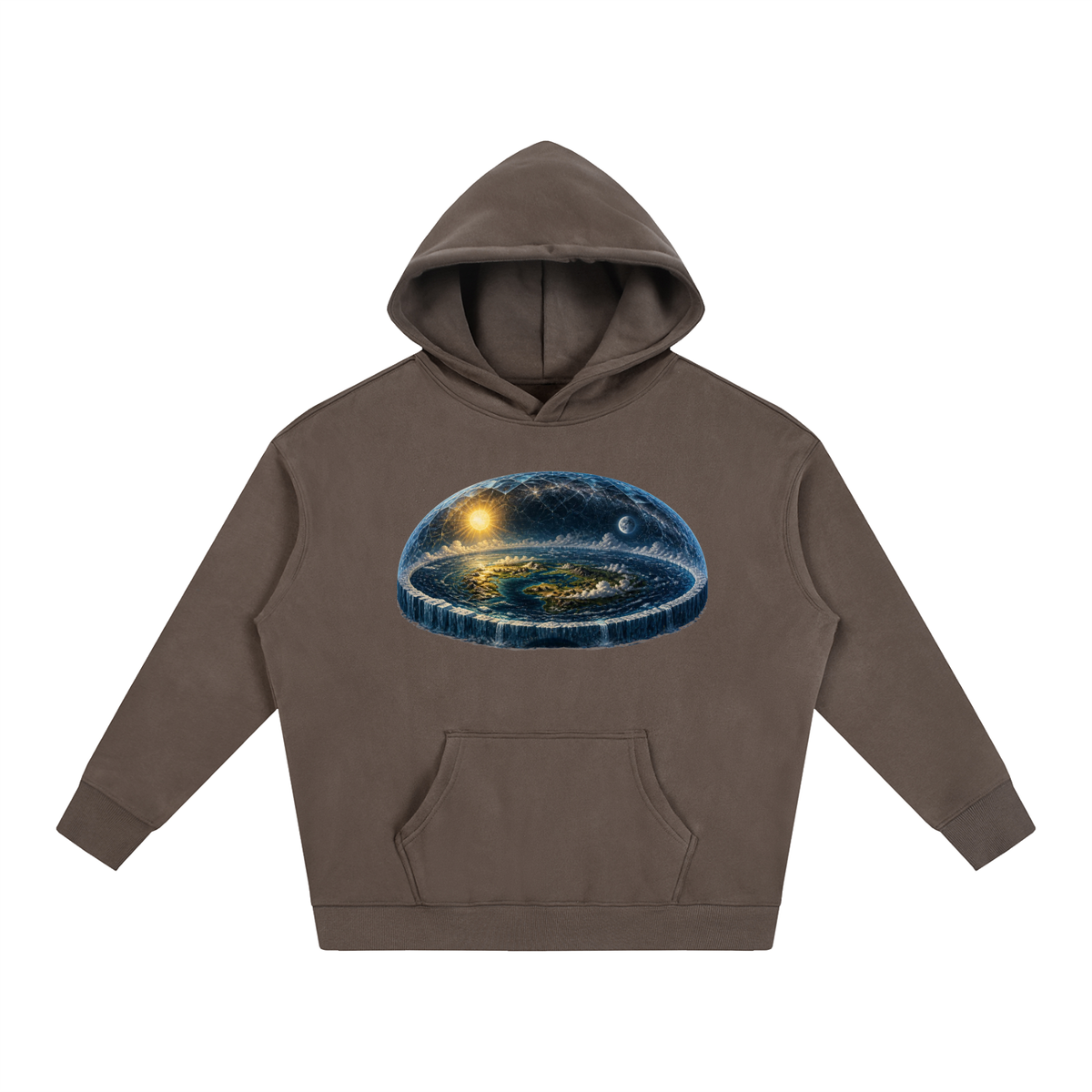 Flat Earth Oversize Fleeced Hoodie