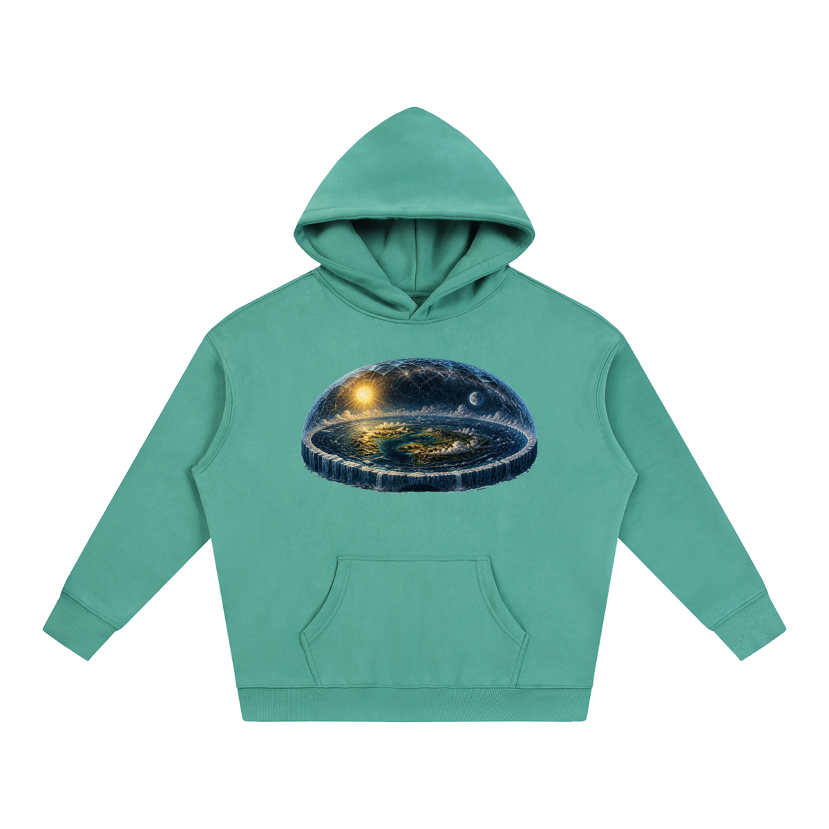 Flat Earth Oversize Fleeced Hoodie