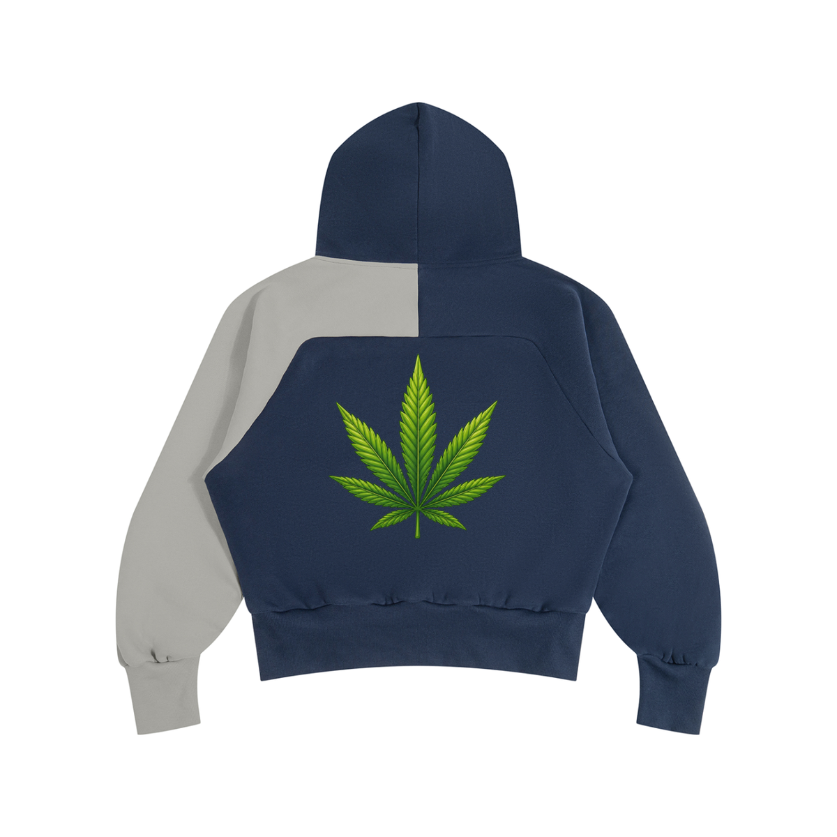 Pot Leaf, Alien Color-Block Fleece Hoodie