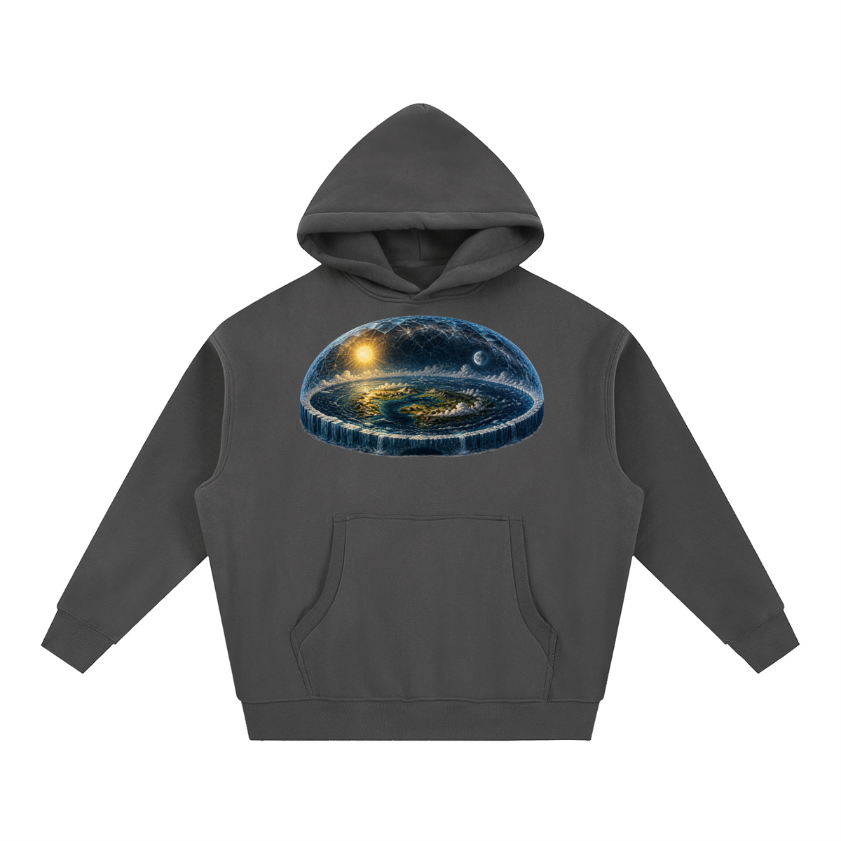 Flat Earth Essential Oversized Boxy Fit Fleece Hoodie