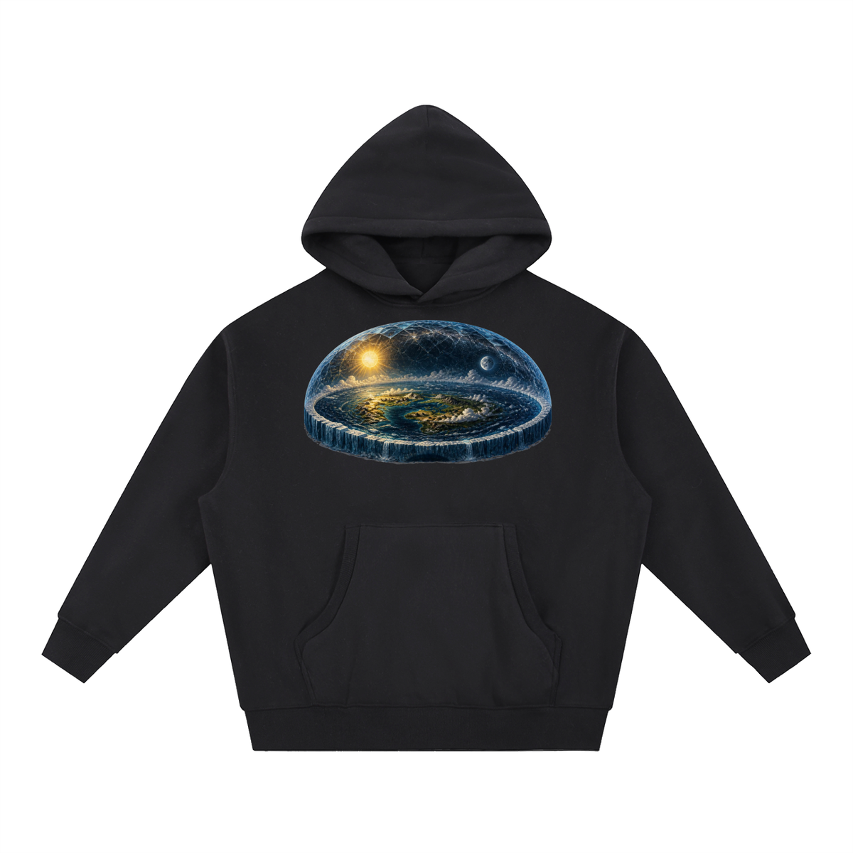 Flat Earth Essential Oversized Boxy Fit Fleece Hoodie