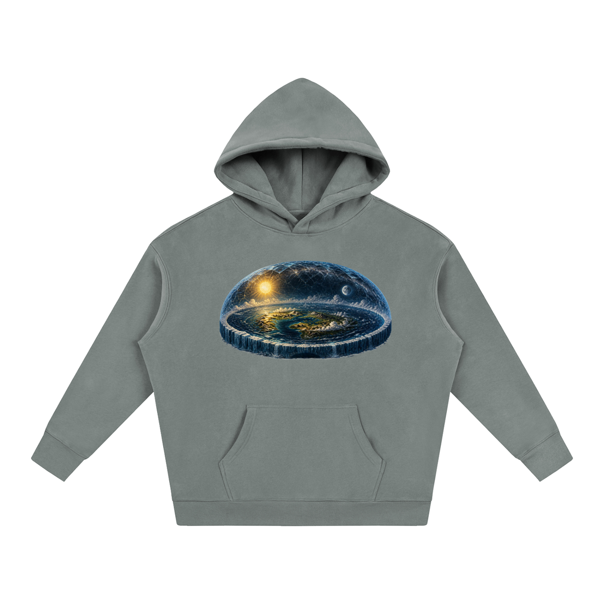 Flat Earth Oversize Fleeced Hoodie
