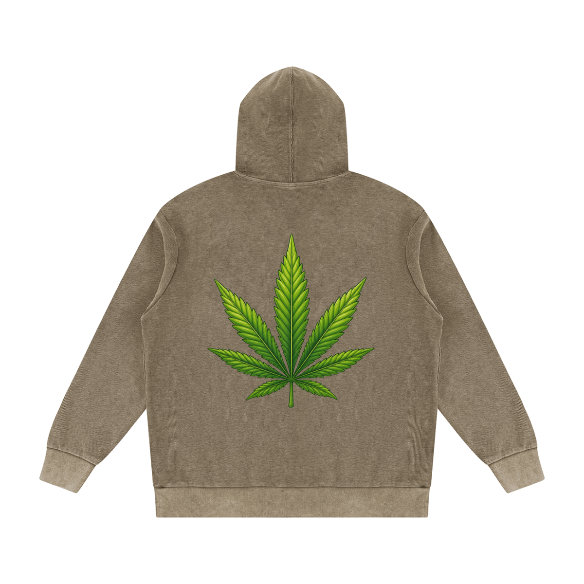 Pot Leaf Mineral Wash Oversized Hoodie