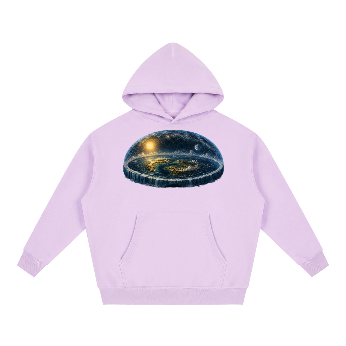 Flat Earth Essential Oversized Boxy Fit Fleece Hoodie